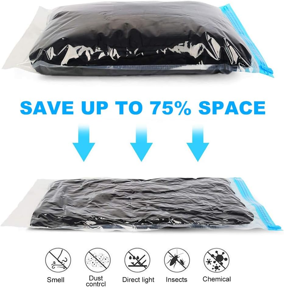 Compression Bags - Travel Essentials 12 Pack Space Saver No Vacuum or Pump Needed Storage Accessorie and Home Packing Organizers (transparent) - Image 2