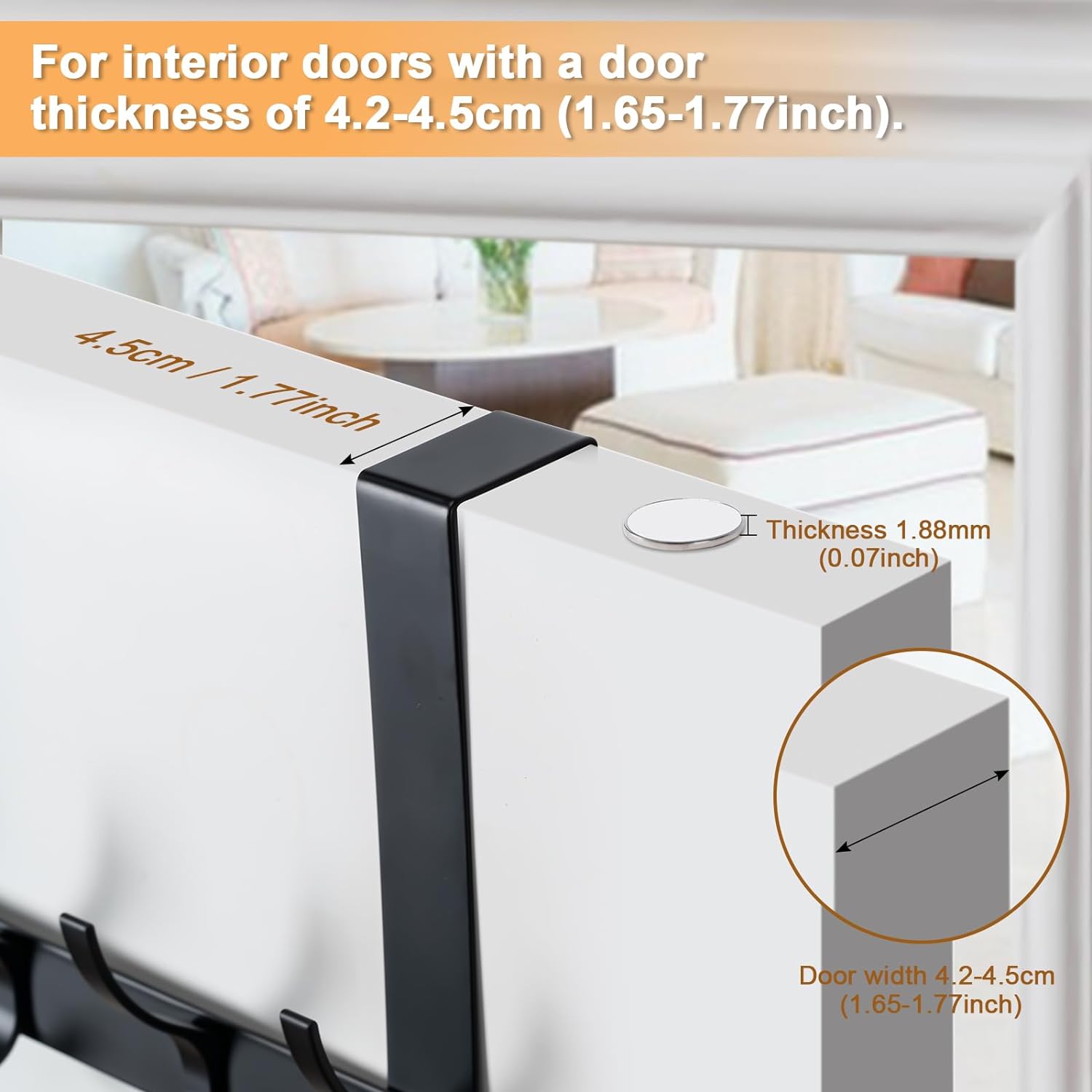 Over The Door Hooks, Sturdy Door Hanger, Towel Rack Towel Hooks for Bathroom 12 Hooks Large Over The Door for Bathroom, Bedroom,Kitchen - Image 2