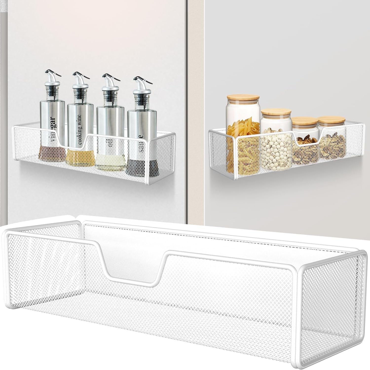 Magnetic Basket Organizer Holder for Fridge Magnetic Shelf Magnetic Storage Bin Box Containers for Refrigerator Whiteboard Classroom Magnetic Organizer